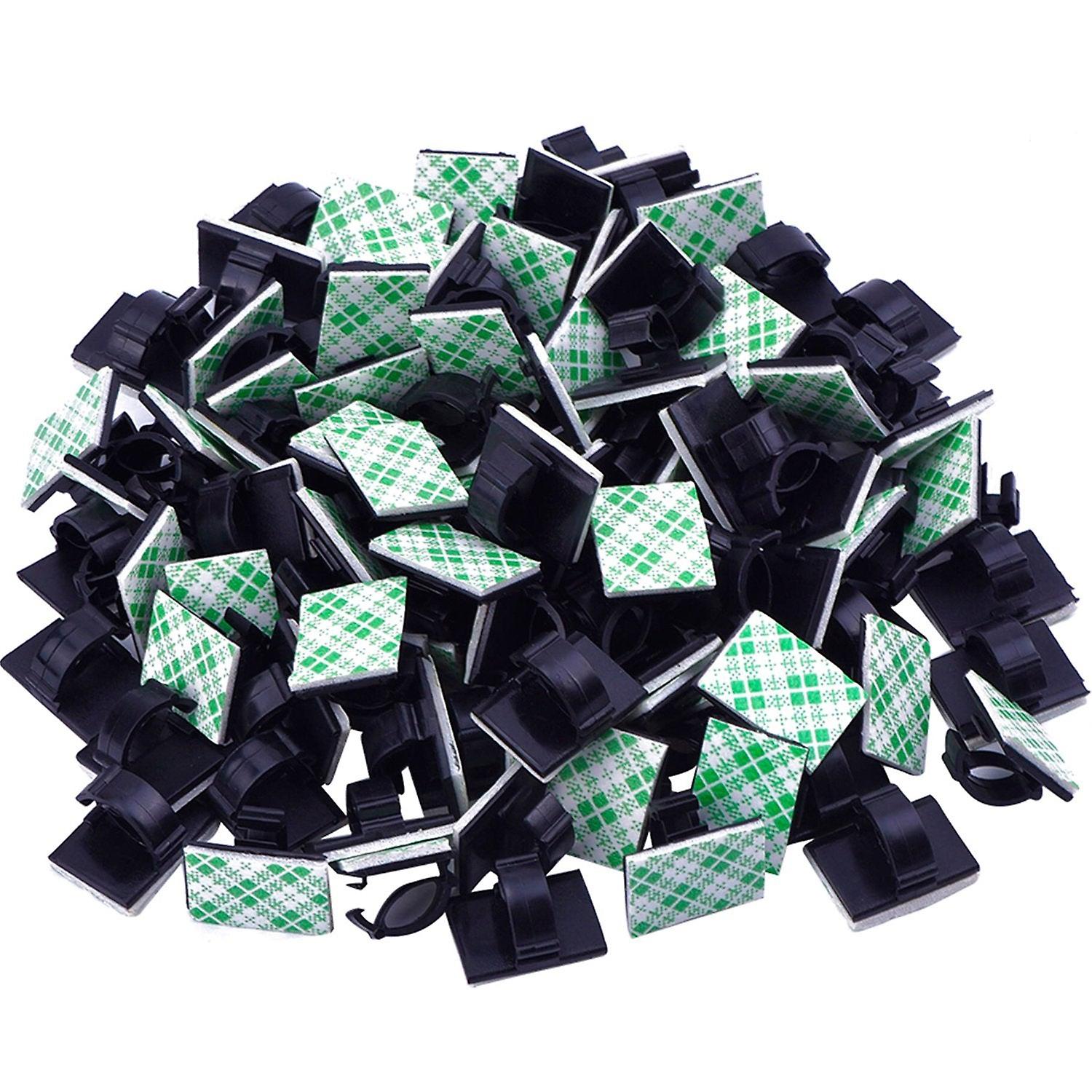 100Pcs Adhesive Clips Management Wire Clamps Cable Tie Holder For Car, Office And Home