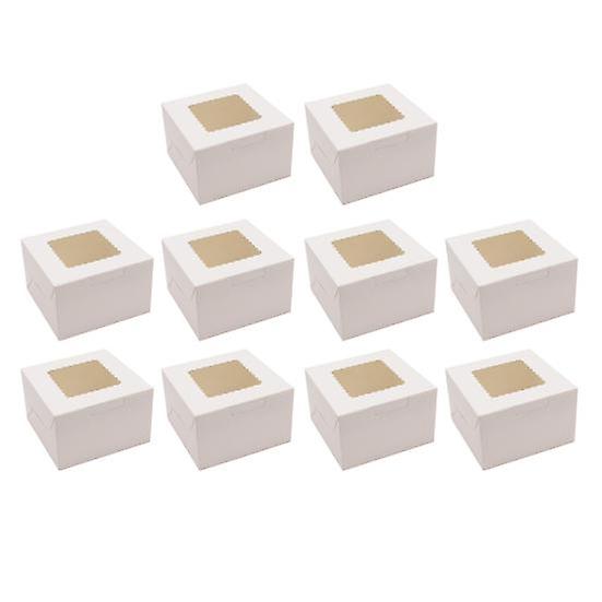 10Pcs Kraft Paper Baking Packaging Box Front-loading Design Useful Festival Party Mousse Cake Cookie Dessert