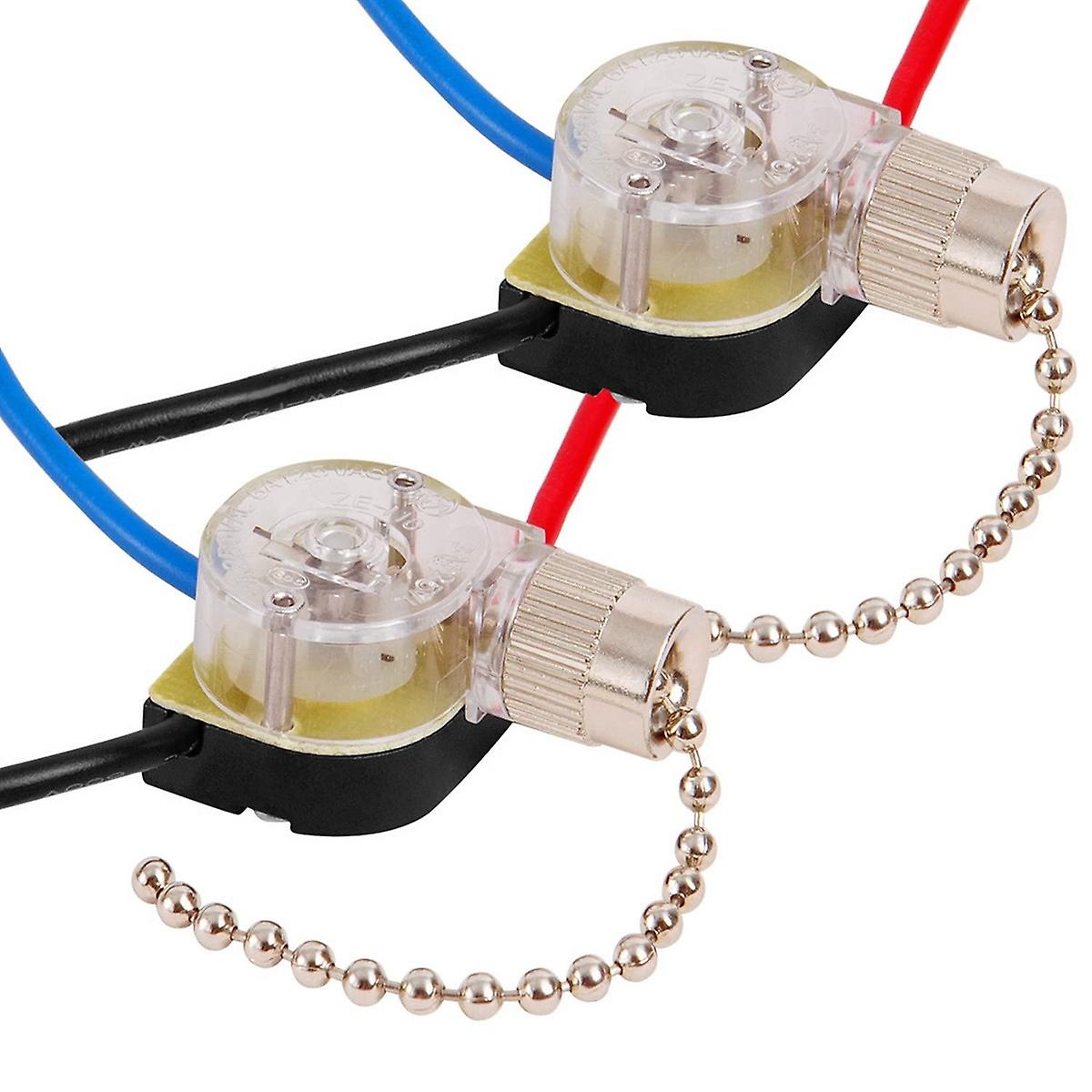 3Pack Takfläkt Ljusbrytare ZE-110 Fläktomkopplare 3-vägs hastighetsfläktomkopplare Takdragkedjebrytare Ersättning (Nickel)