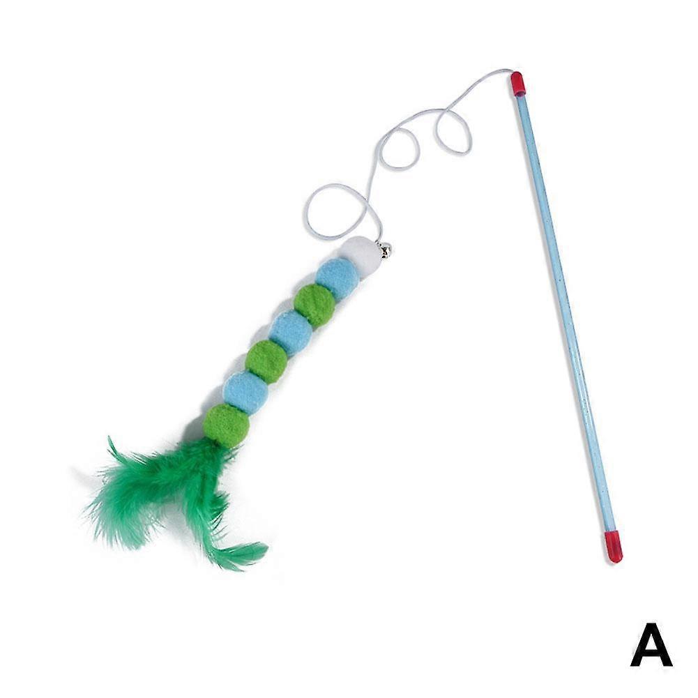 Feather Ball Cat Teaser Kitten Toy Dangle Bell Interactive Play Toys