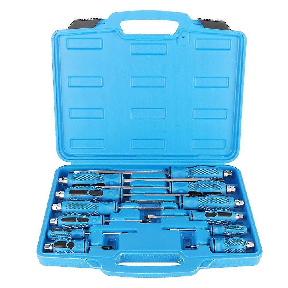 12 Pcs Mechanics Anti slip Handle Screwdriver Box Set with Go Thru Handle Shaft E2U200