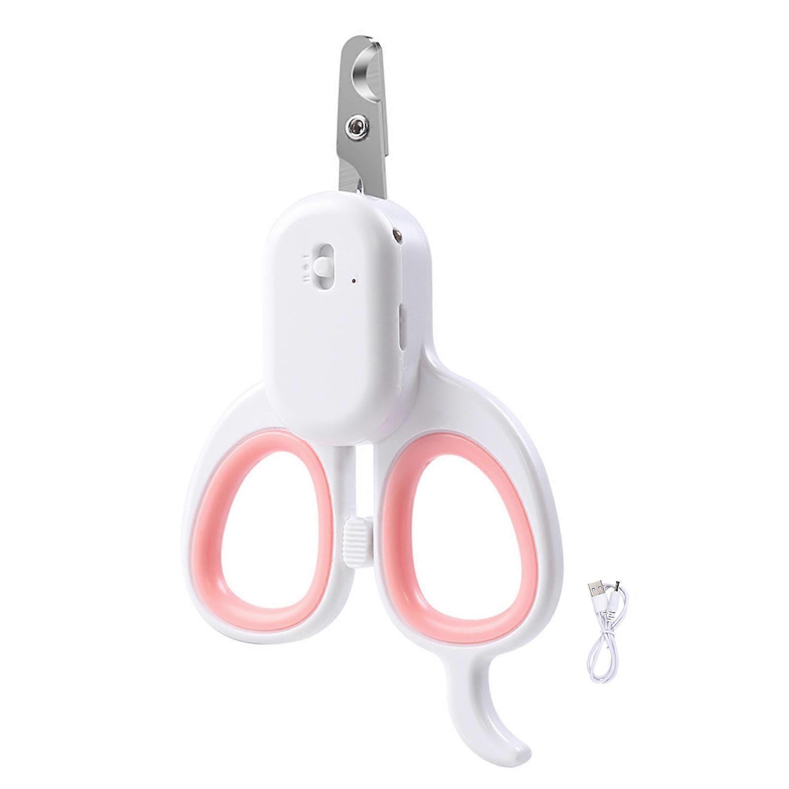 Cat Nail Clipper with Ultra-Bright LED Lamp Safety Lock UV-Light Design Sharp Angled Blade Pet Claw Trimmer Grooming Tool