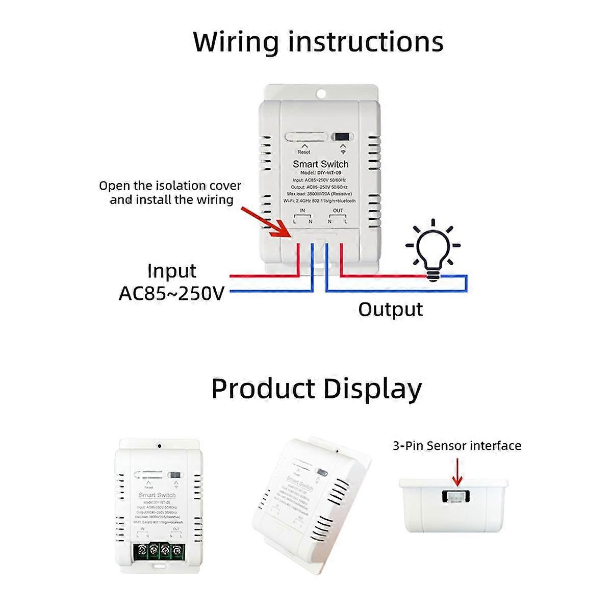 WiFi-Temperaturschalter mit 1M-Sensor Smart WiFi 20A Thermostat-Temperaturschalter unterstützt die Sprachsteuerung