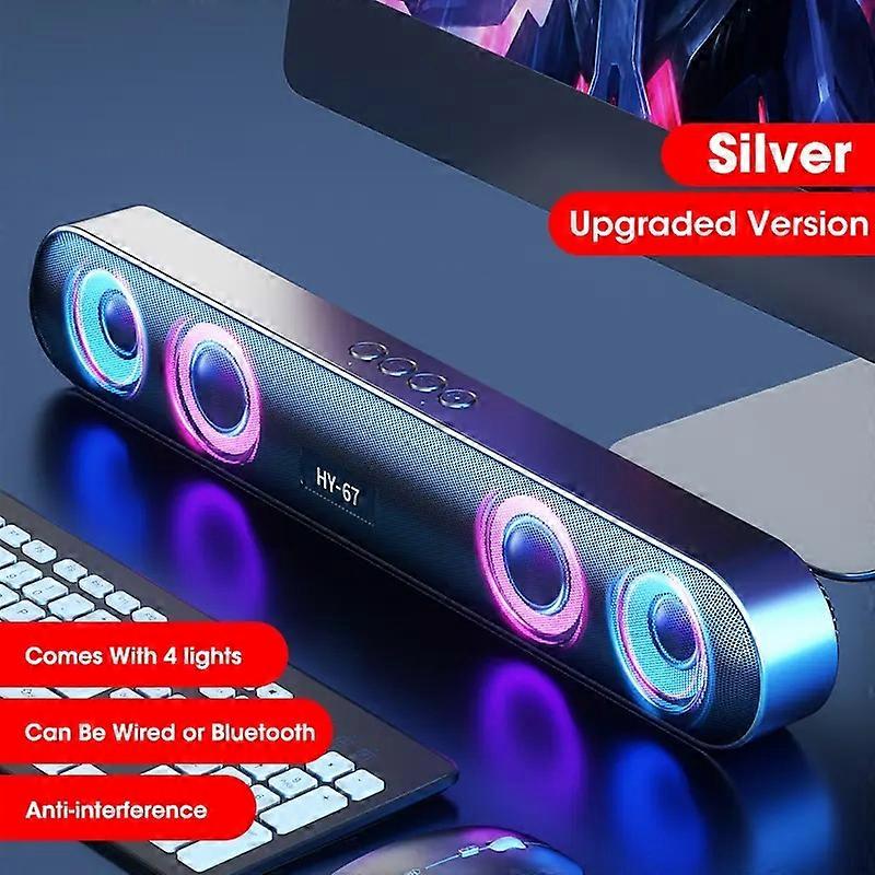 Hy-67 Wireless Bluetooth Desktop Speaker Rgb Lighting Effect With Mic Stereo Support Tf Card U Disk Playback