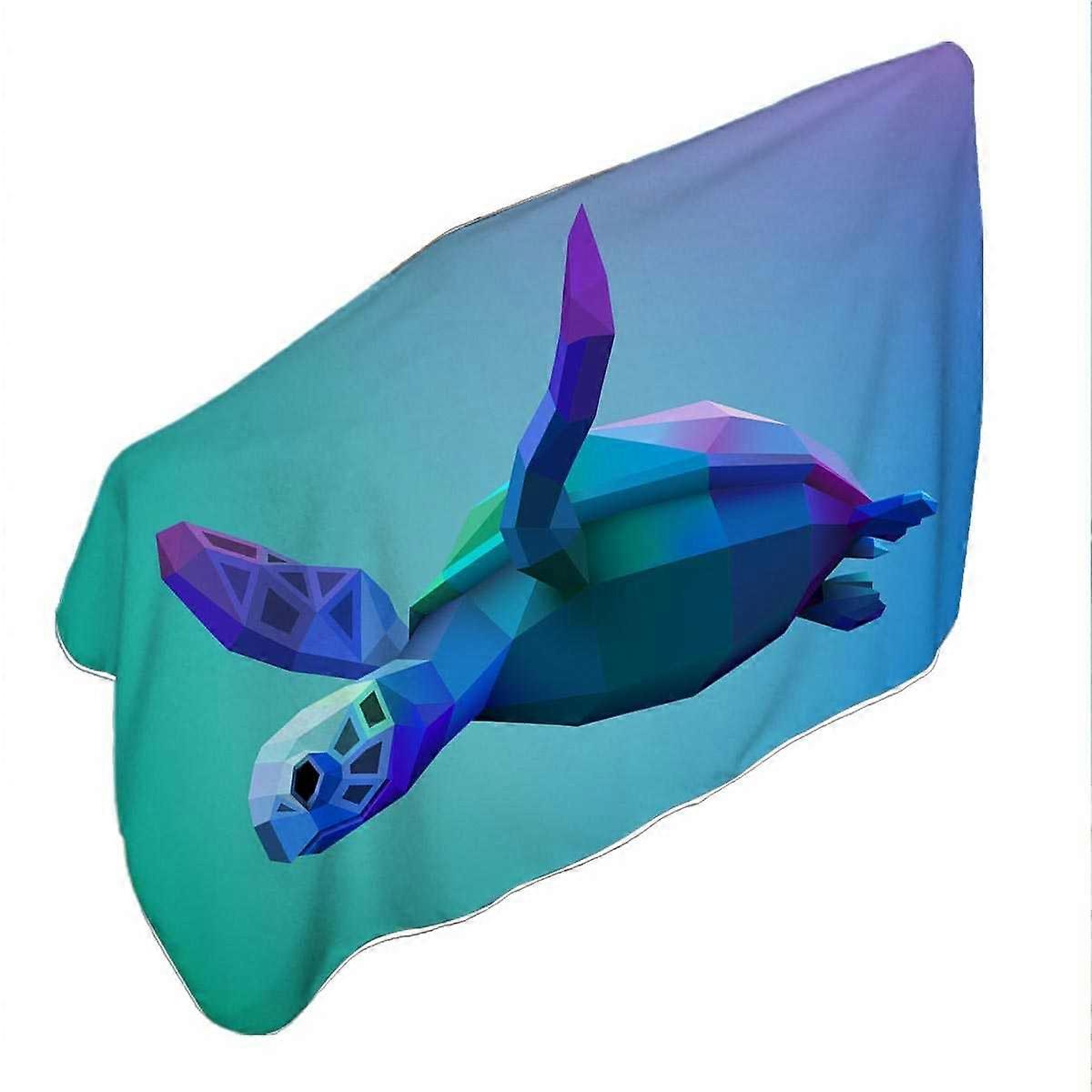 Blue 3D Turtle Microfiber Beach Towel