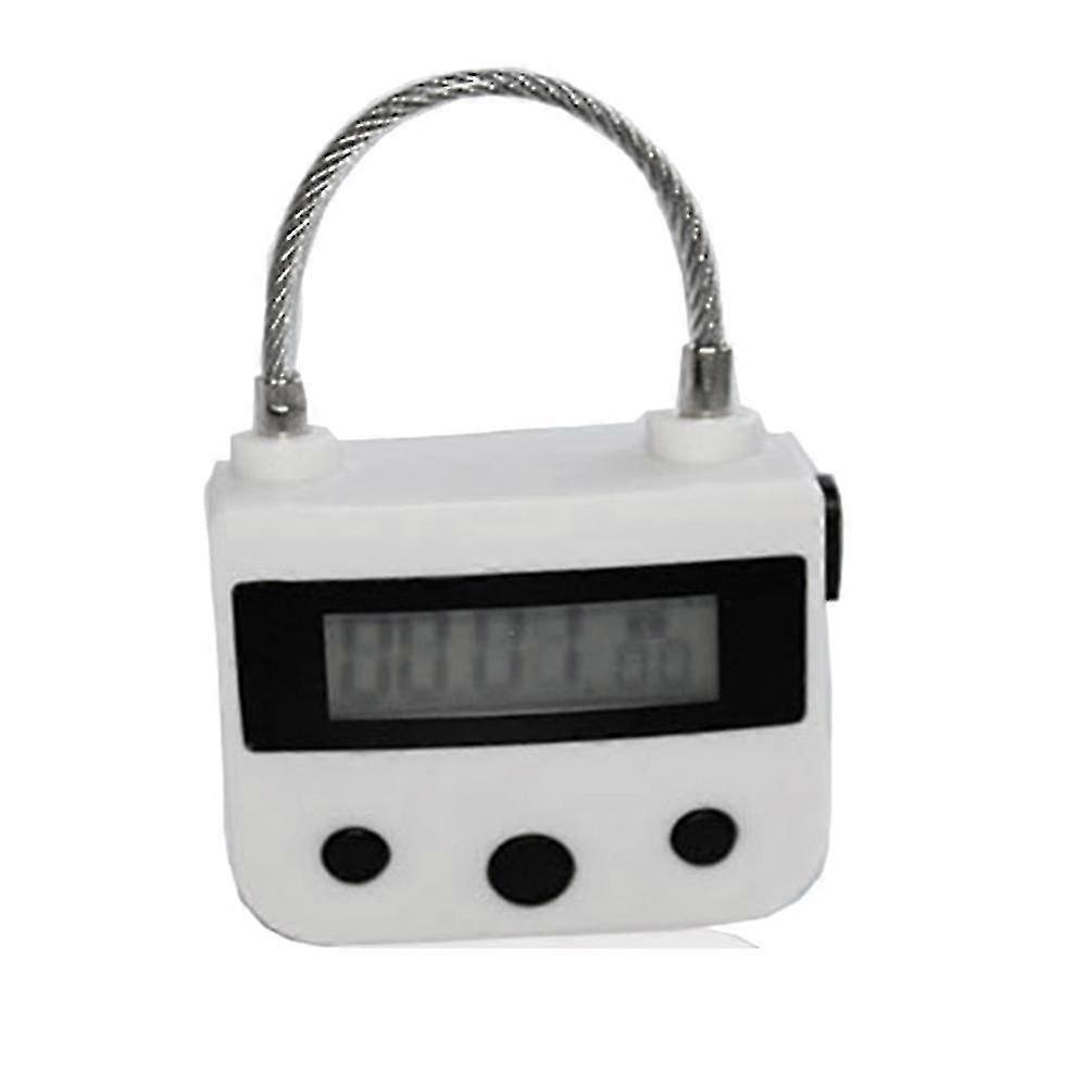 Metal Timer Lock Usb Lcd Display Metal Electronic Rechargeable Timer Multi-function Padlock White