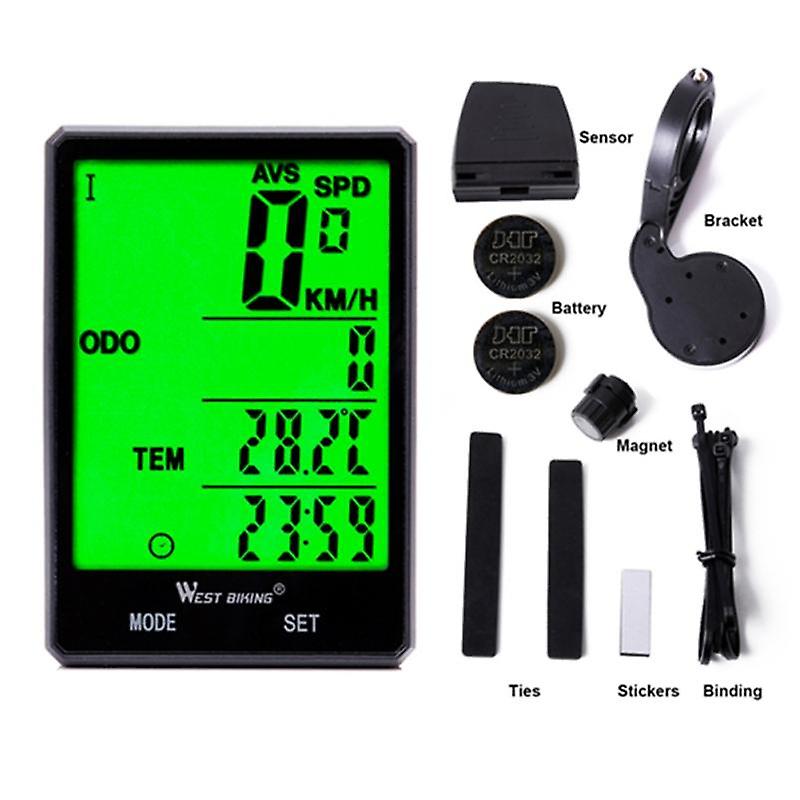 Sollbry Compteur de vélo sans fil, 31 fonctions compteur de vitesse, grand écran de 3, compteur de vitesse de vélo étanche, sans fil, réveil automatique, compteur de vitesse, compteur kilométrique