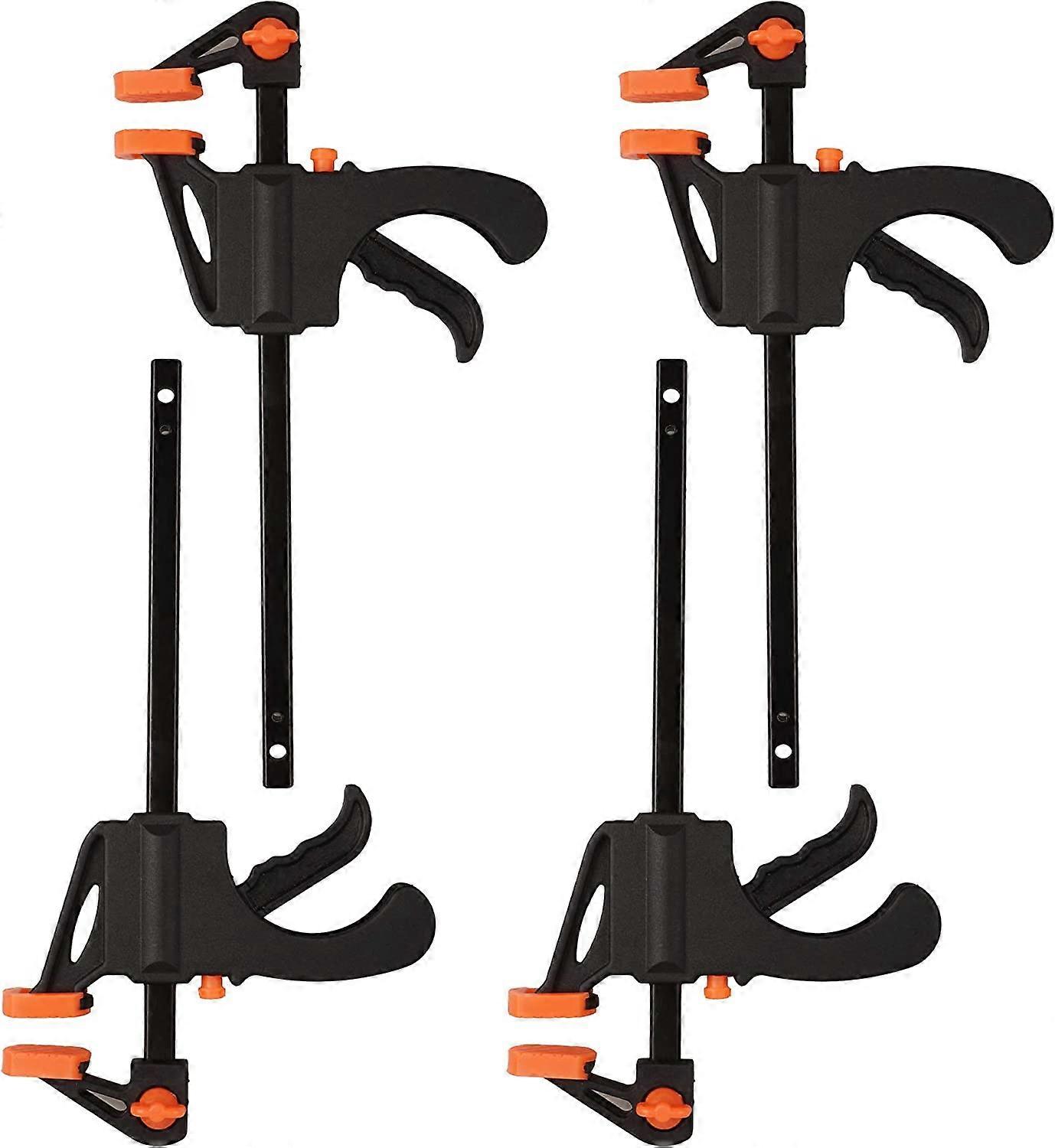 4 Pack 10.2 One Hand Ratcheting Clamps, Wooden F-Shape, Quick Release Fastening Tool, Ideal for Quick and Easy Clamping Applications