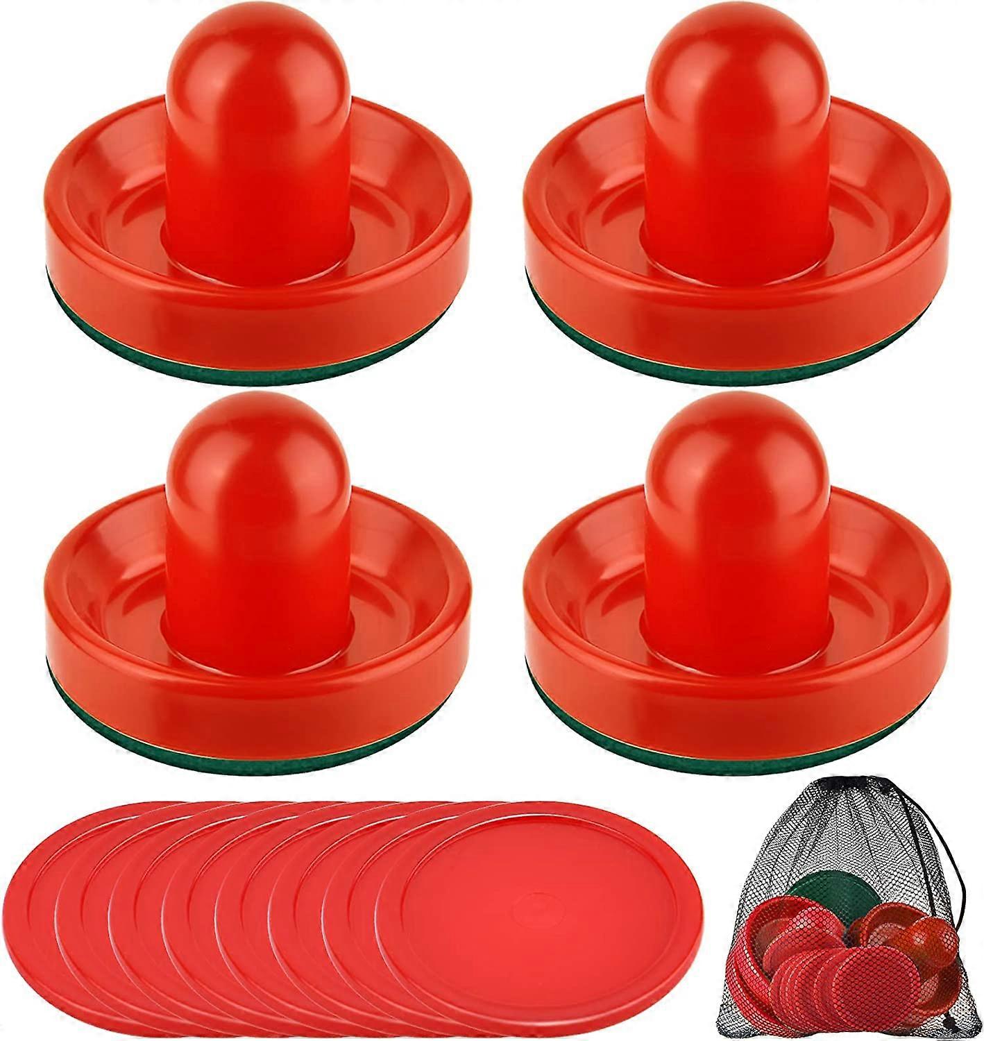 Ice Hockey Table Batting Booster for Game Table (4 Push Handles, 8 Pucks) (Red)