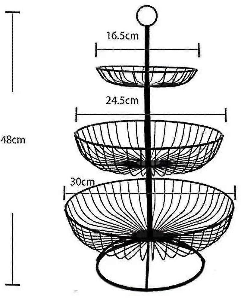 Fruit Basket 3 Tier Metal Fruit Cup Vegetable Fruit Cake Display Stand
