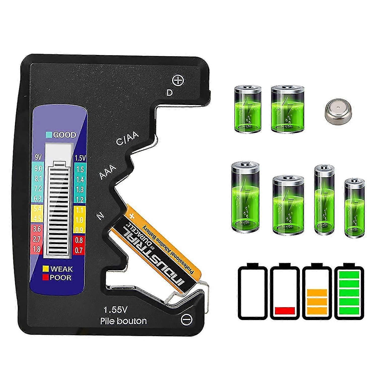 Digital Battery Tester, Universal Lcd Battery Tester For Aaa/aa/c/d Button Cell 1.5v-9v