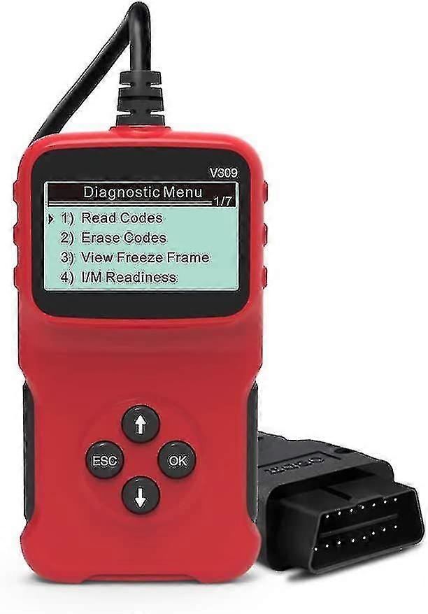 Wired Car Obd2 Scanner, Plug And Play Code Reader, Wired Car Obd2 Scanner, Hd Lcd Display Screen, Red1pc
