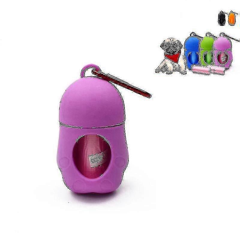 ペットプープディスペンサー犬ピックアップバッグプラスチックボックスゴミクリーニングセット(パープル)