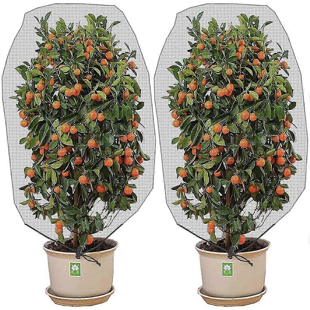 2PCS Insect Bird Barrier Netting Mesh with Drawstring-Large Garden Bug Netting Plant Cover for Protect Plant from Insect Eating