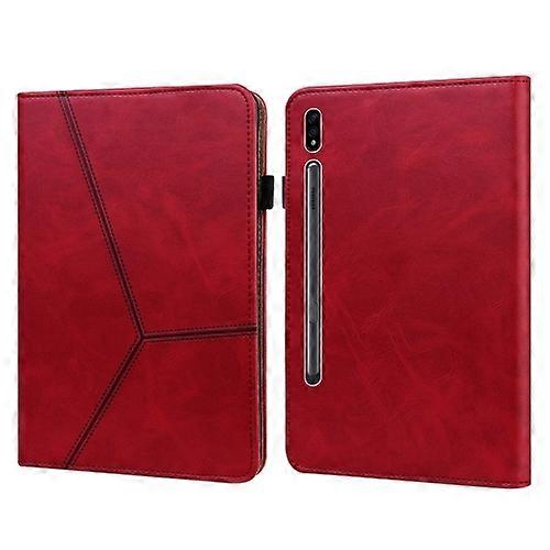 For Samsung Galaxy Tab S7+/S8+/S9+/S9 FE+ Solid Color Stripe Embossed Leather Tablet Case