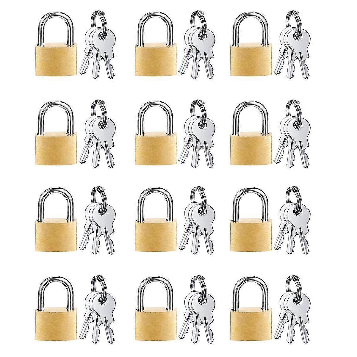 12 Pack Mini Padlock Small Padlock Solid Brass Locks With 3 Key For Luggage Lock,backpack,gym Locke Z