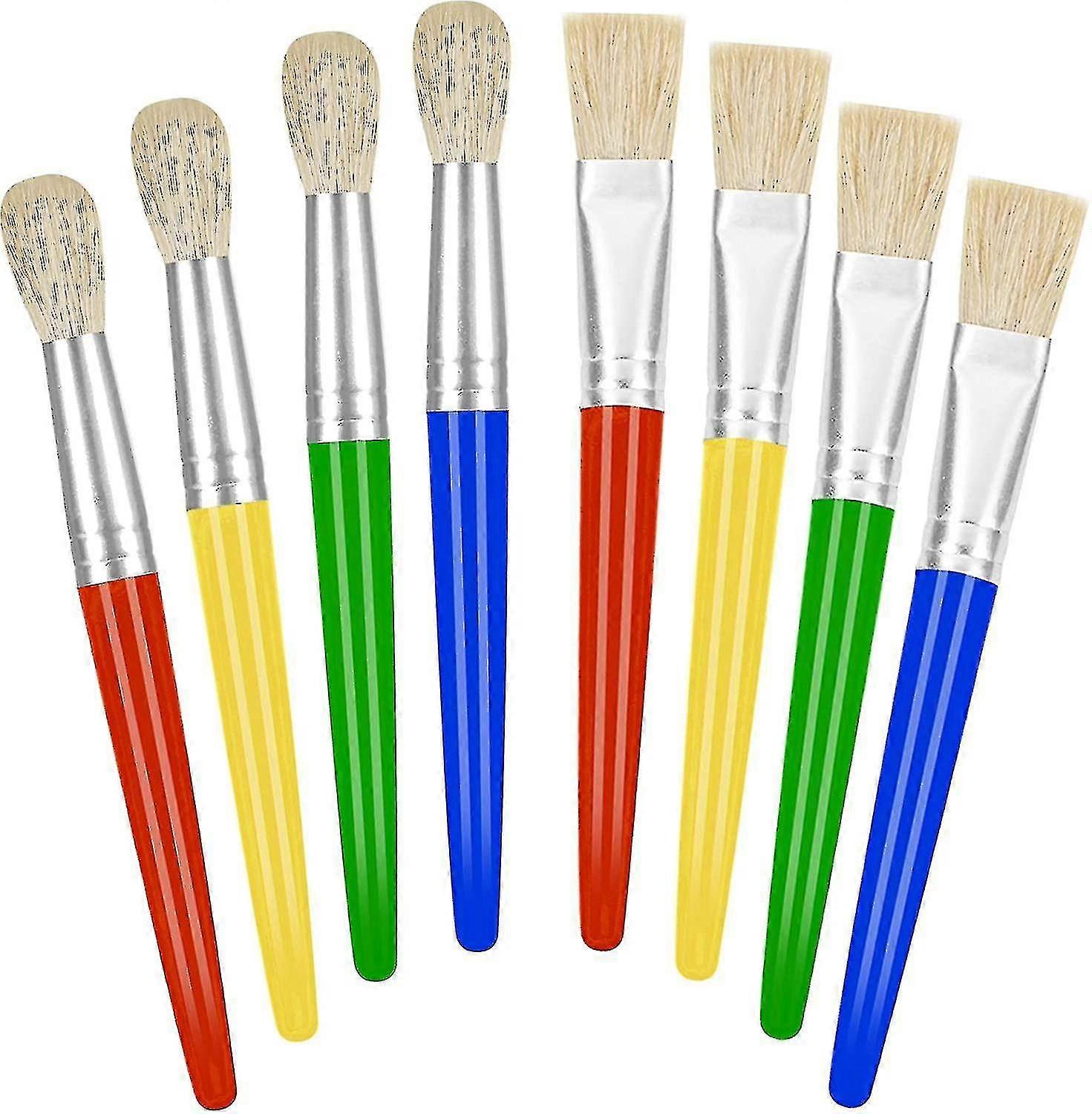 Paint Brushes For Kids, Easy To Clean & Grip Round And Flat Brushes