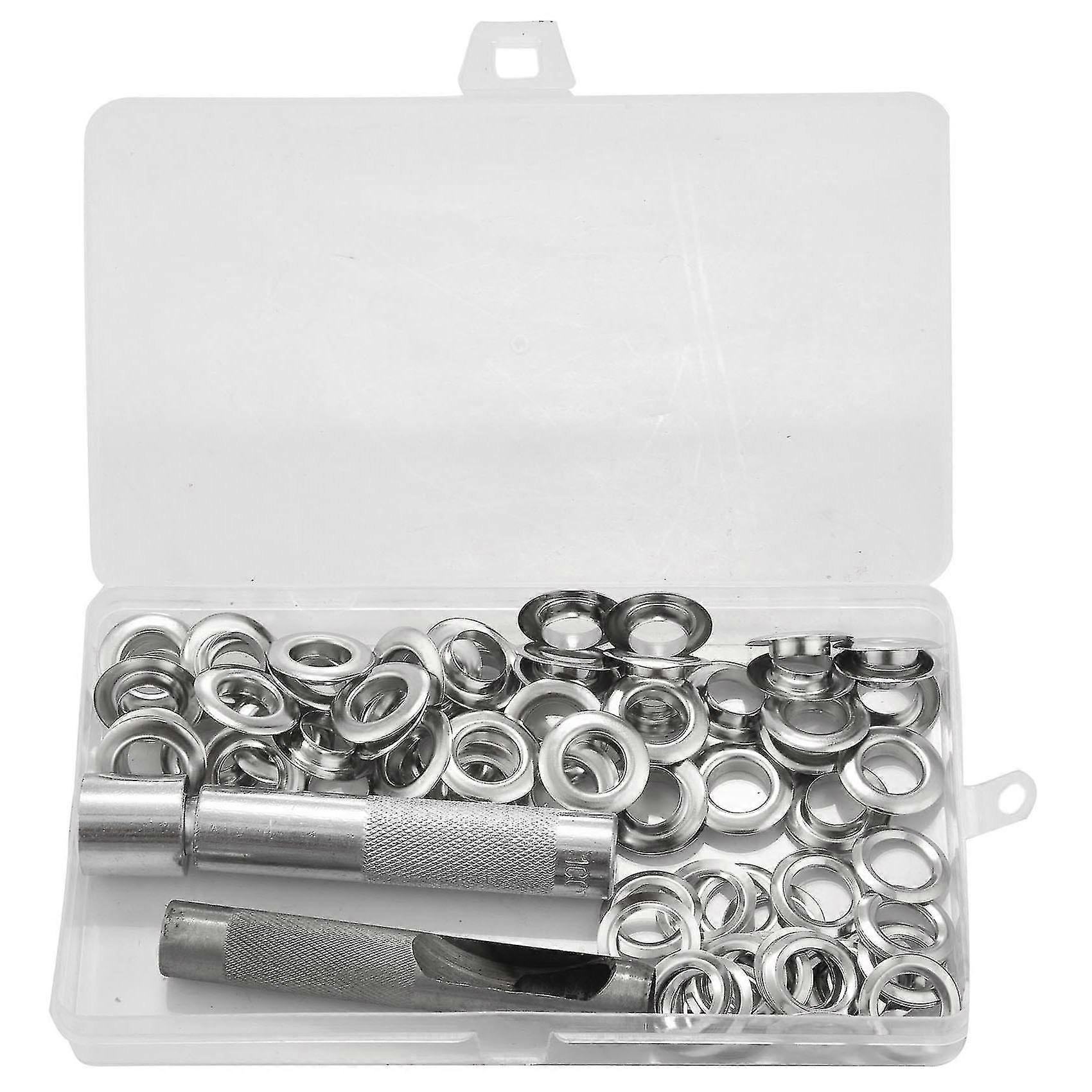 100pcs Punch Grommets And Tarpaulin Awning Tent Tarp Repair Kit Hole Eyelet New