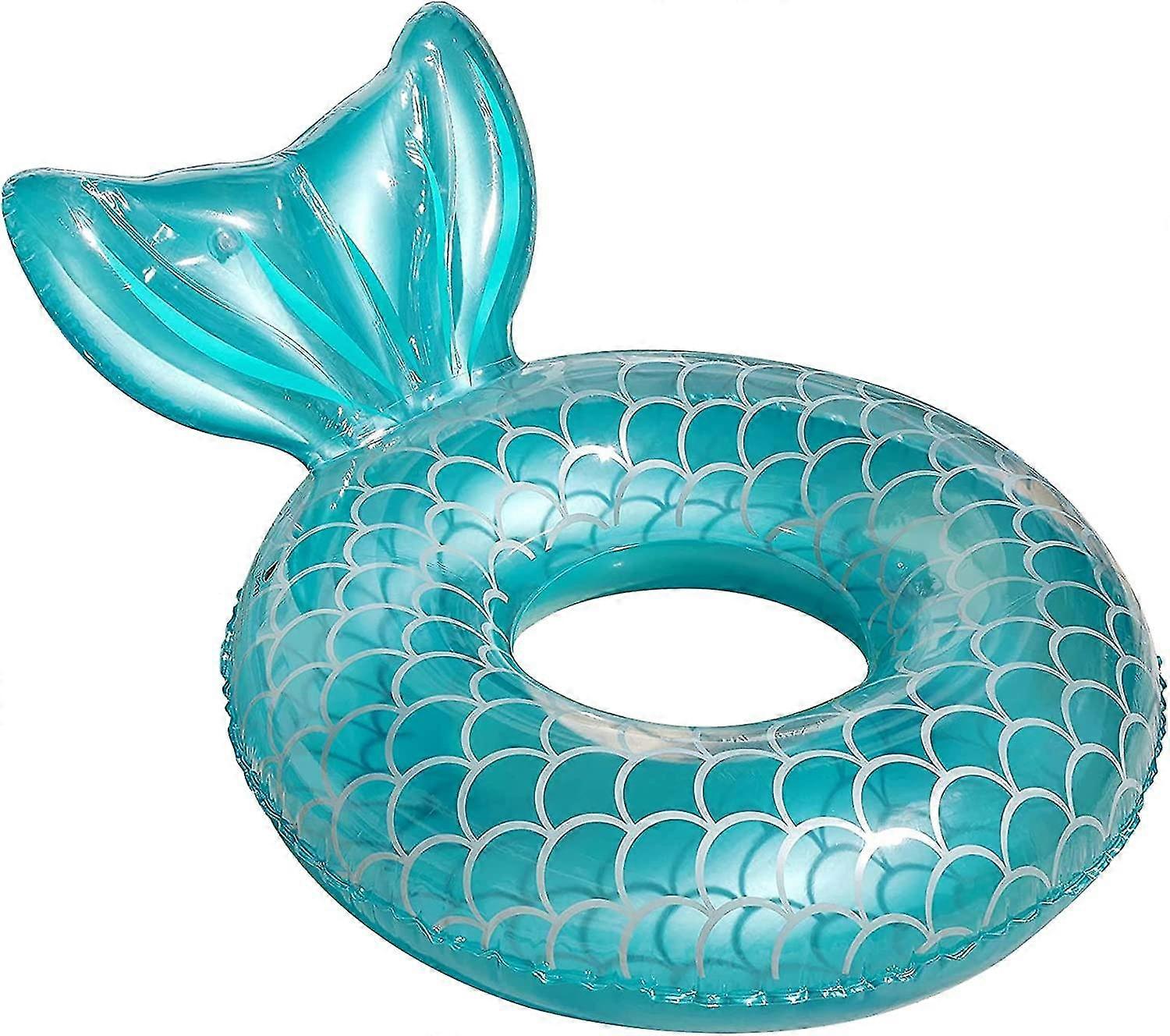 Mermaid Pool Float, Inflatable Mermaid Swimming Ring Floating Bed Float Pool, Mermaid Tail Tube Flashing Water Party Adult Summer Beach Pool Float