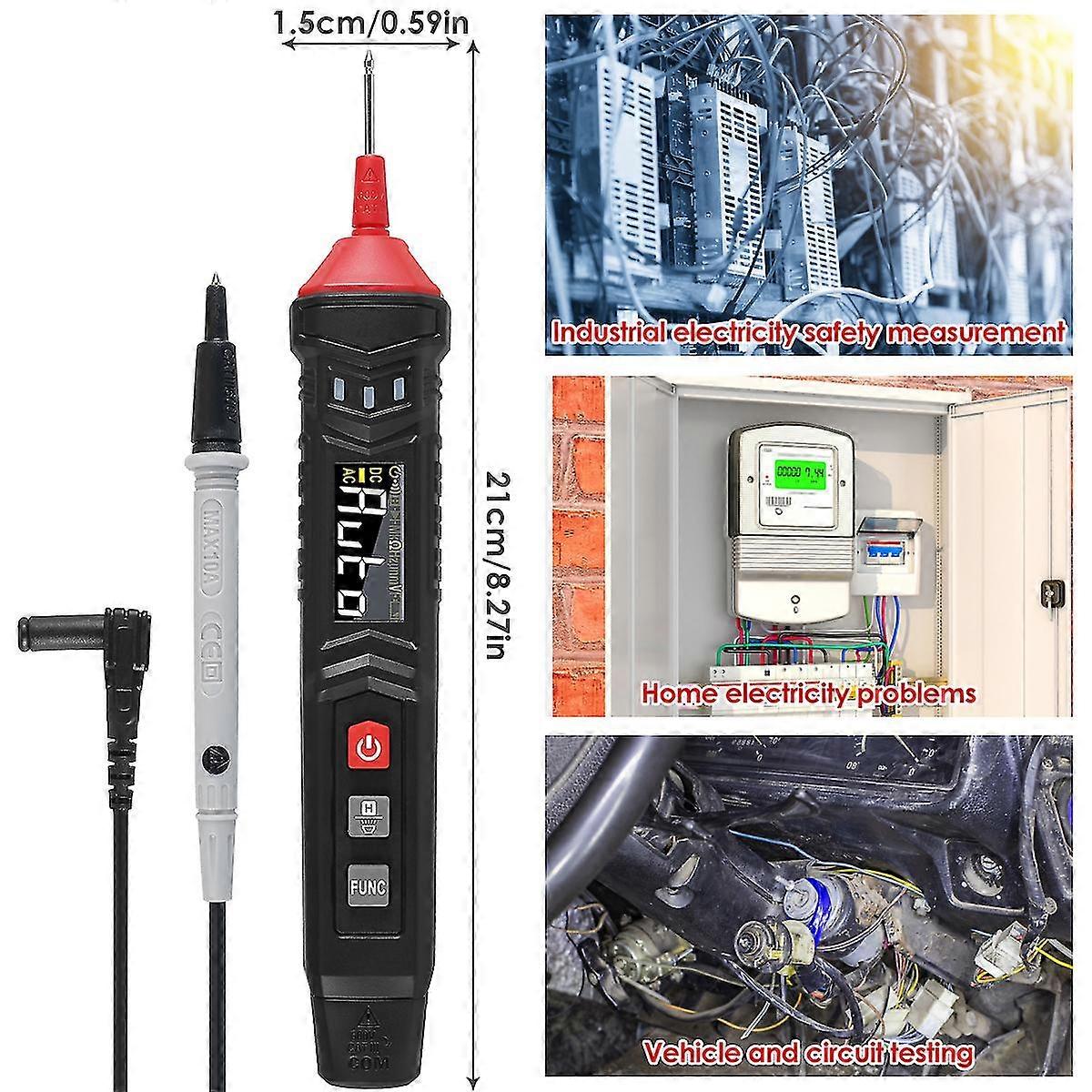 Portable Mini Smart Pen Multimeter With Backlit Lcd Display And Test Leads - Auto Digital Measuring Wire Tester