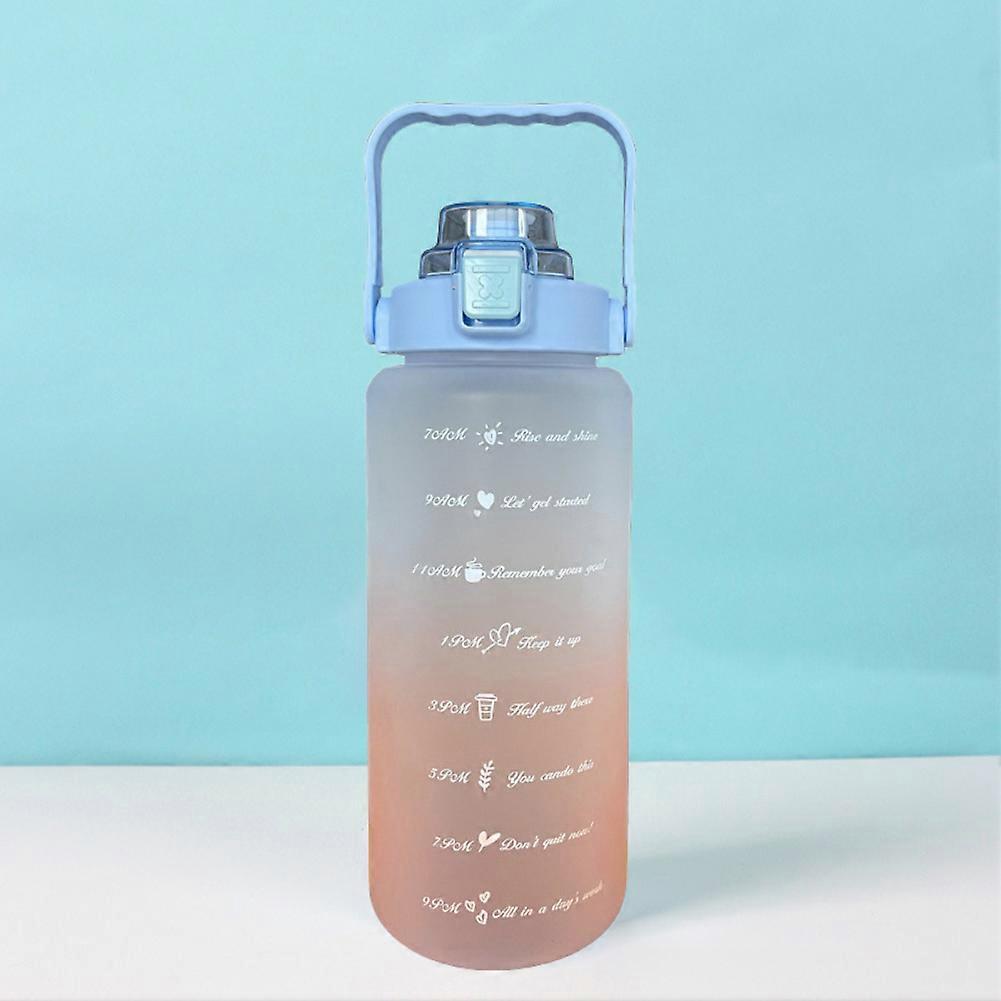 2L Extra Capacity  Large Water Bottle Gym Sports Drinking Bottle With Straw Gradient Color Time Marker Portable Motivational Sport Cups