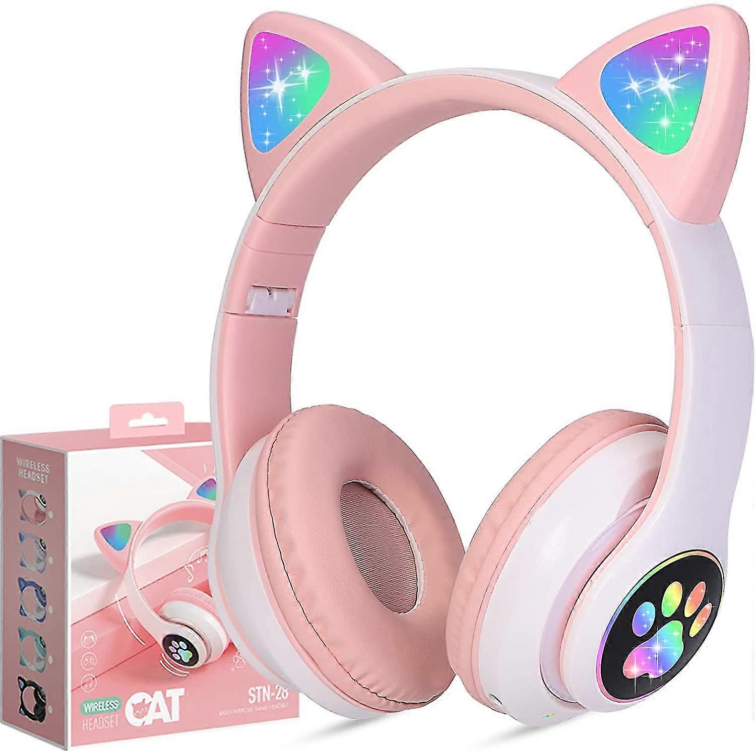 Wireless Headset Cat Ears Led Luminous Bluetooth Foldable Headset With Microphone $ Children's Headset Bluetooth Cat Ear Headset Foldable Portable Hea