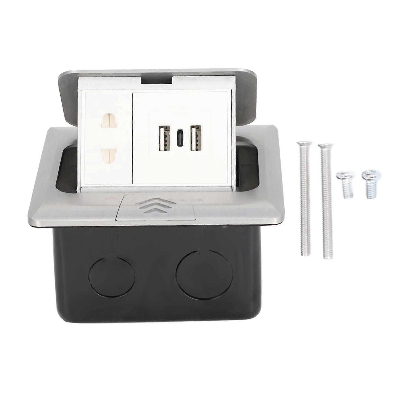 Floor Electrical Outlet Pop Up Damping Desktop Socket TYPE?C Dual USB Interface US Standard