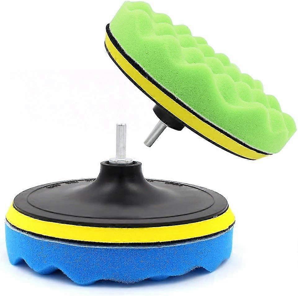 7pcs 7in sponge buffing waxing buffing compound car kit + m14 adapter kit drill bit(7 in)