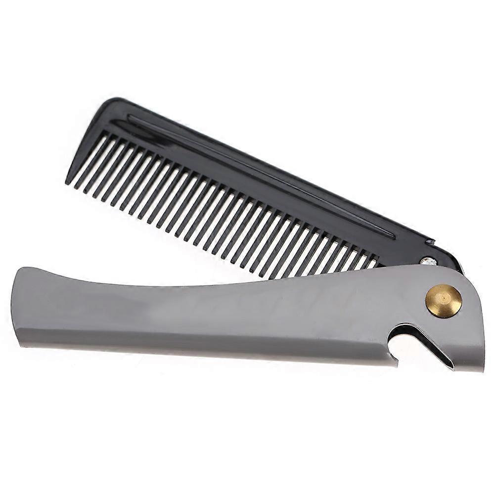 Folding Pocket Moustache Shaping Comb Stainless Steel Round Comb Teeth Beard Comb 02#