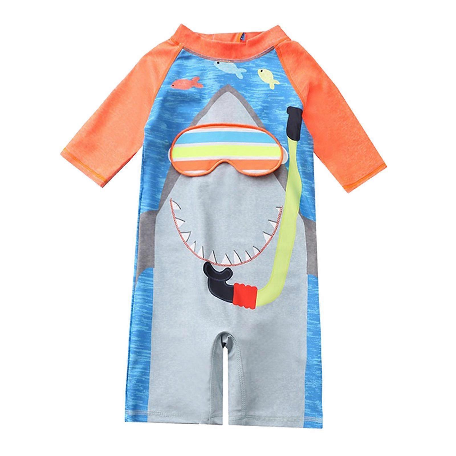 Enfants Maillots de bain Requin Enfant Maillot de bain Une Pièce Maillot de bain Orange Requin M