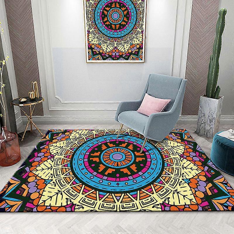 Mandala μοτίβο χαλί τετράγωνη αντιολισθητική περιοχή Πατάκι δαπέδου 3D χαλί Αντιολισθητικό χαλάκι Τραπεζαρία Σαλόνι Μαλακό χαλί υπνοδωματίου