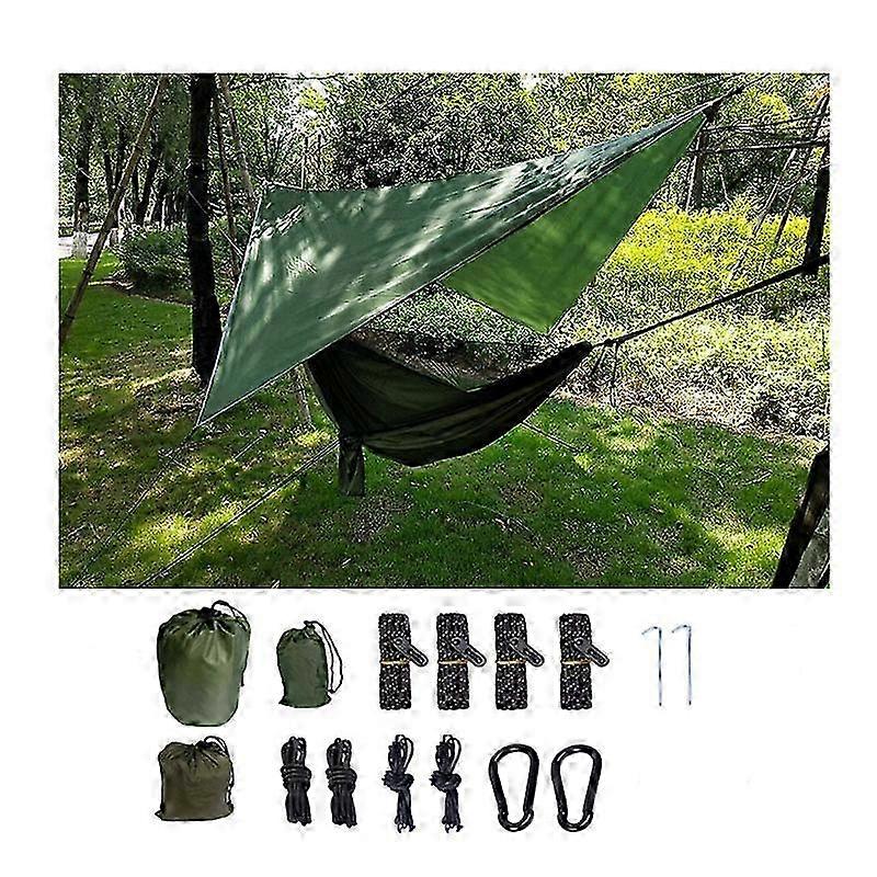 Camping Mesh Hammock Canopy Hanging Double Hammock with Mosquito Net and Rain Fly Tarp