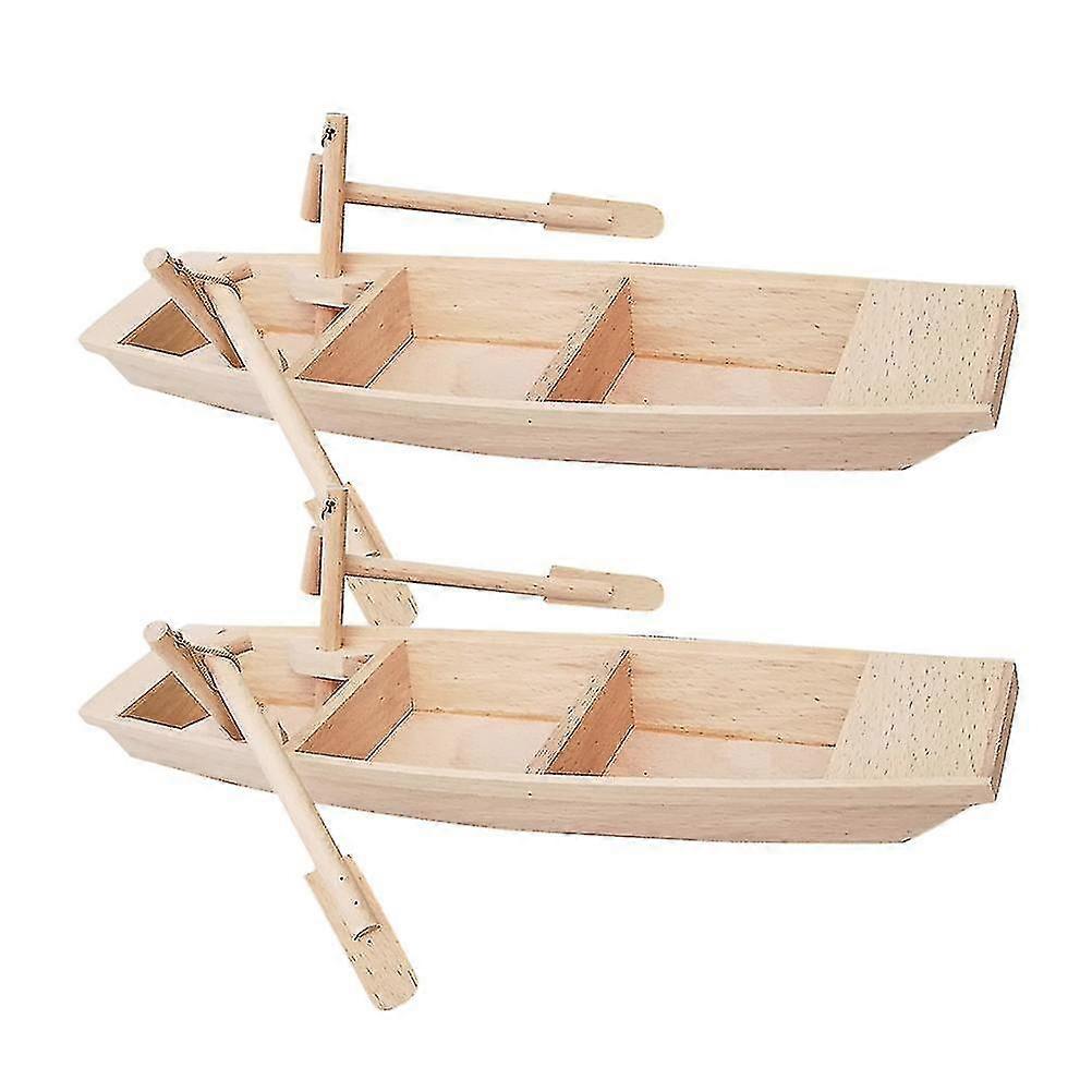 2pcs Holz Mini Boot Modell Kleine Holz Fischerboot Kleine Modell Boot für Home Office Dekoration