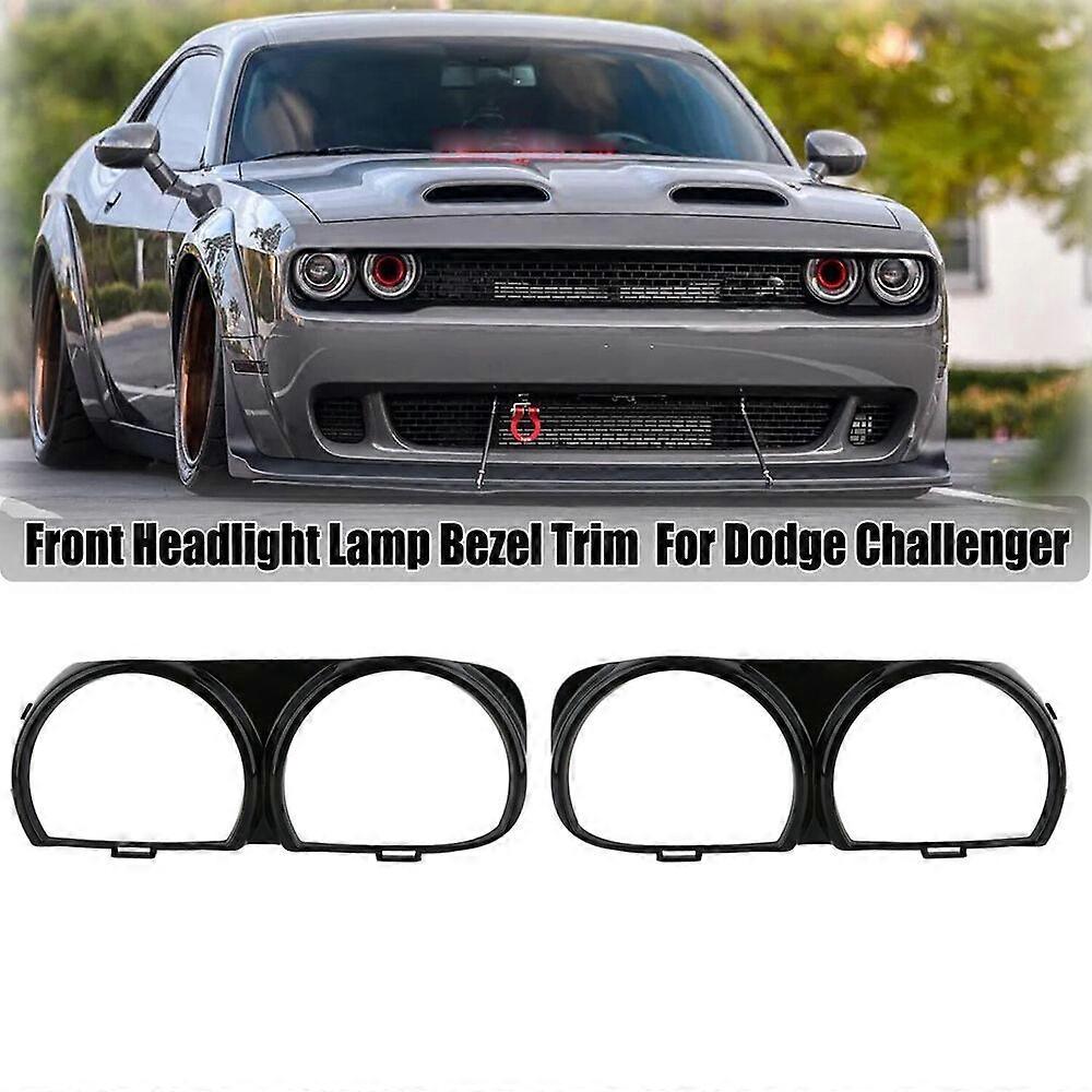 Compatible For Dodge Challenger 2015 2016 2017 2018 2019 Pair Headlight Bezel Lamp Trim L+R
