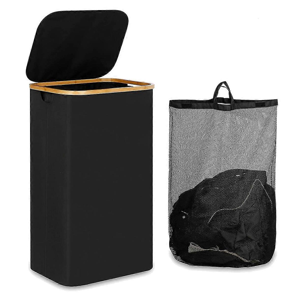 110l Laundry Hamper With Handle And Lid,collapsible Basket Organizer With Removable Inner Bag For C