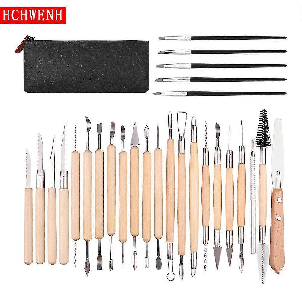 28pcs Polymer Clay Tools Modeling Clay Sculpting Tools Kits For Pottery Sculpture Wooden Dotting Tools
