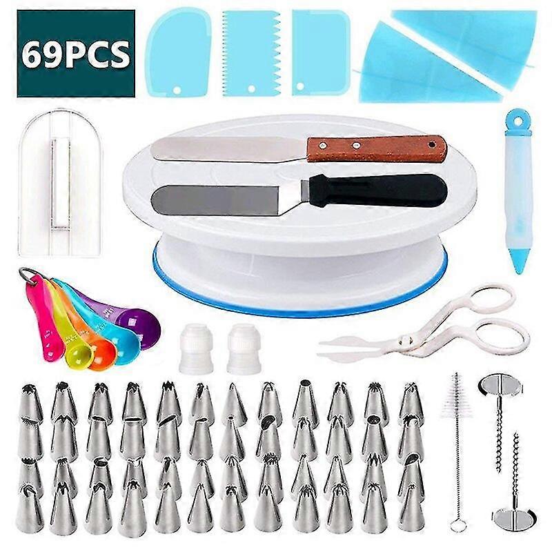 Cake Turntable Cake Decorating Tools Kit Rotary Table Baking Tool Piping Nozzle Piping Bag Set Baking Supplies Sets[PB]