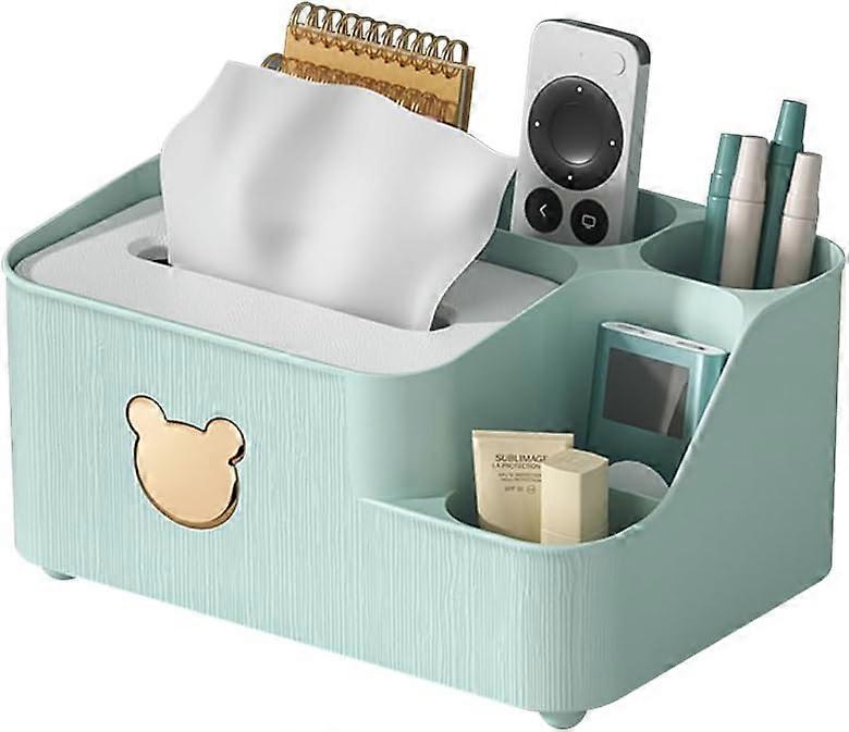 Multifunction Tissue Box Rectangular,Facial Tissue Holder Dispenser for compartments Holding iPad Phones,Remote Controls,Reading Glasses,Notepads