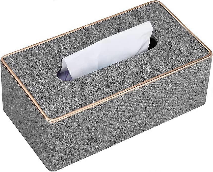 PU Leather Tissue Boxes, Rectangular Tissue Dispenser Tissue Holder for Home Car (Gray)
