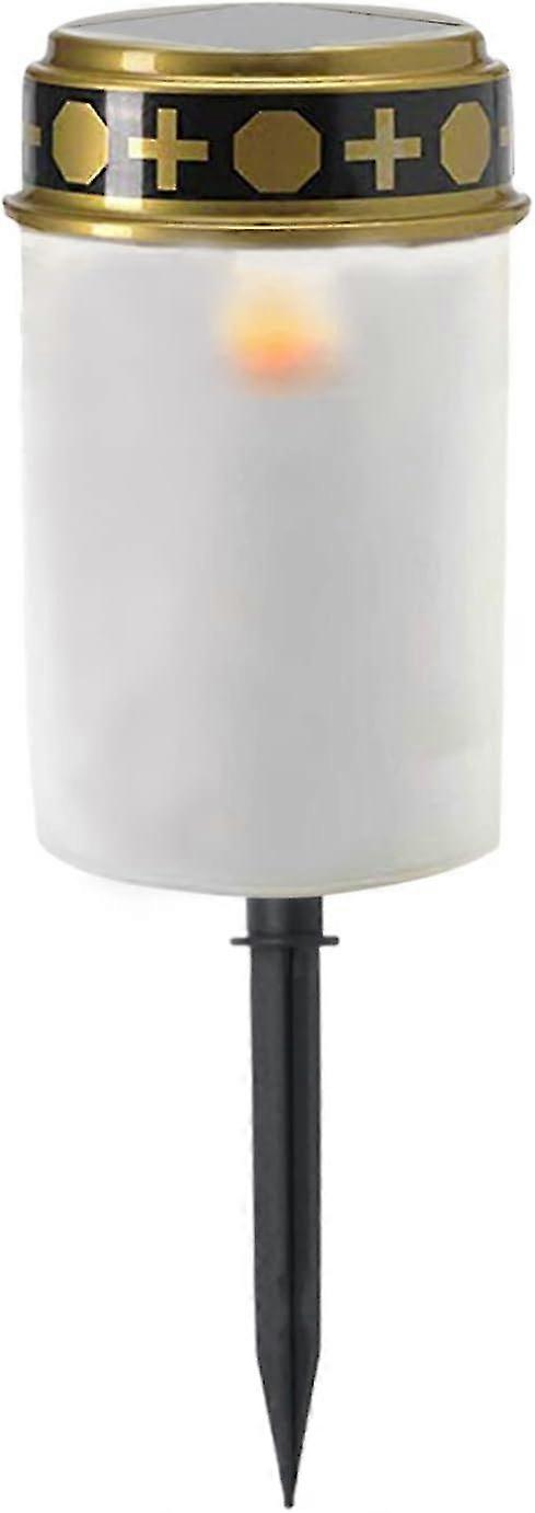 Led Grave Light Solar Lamp White With Solar Cell And Intelligent Opening And Closing - Led Grave Candle With Realistic Flickering Effect