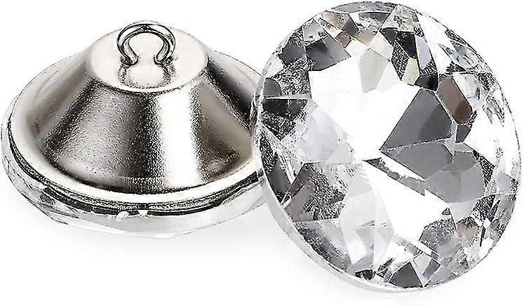 A Pack Of 25 30mm Diamond Cut Transparent Crystal Glass Buttons Diy Circular Buttons With Coils, Used For Sewing, Tufted Sofas, Soft Headboard Diy Han