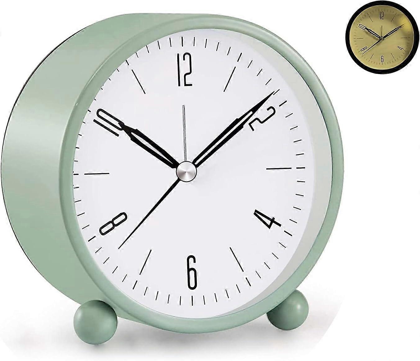 4 Inch Analog Alarm Clock, Super Silent Non Ticking Battery Operated Loud Alarm Clock, Easy Set And Night Light Function, Bedroom Bedside Desk Office 