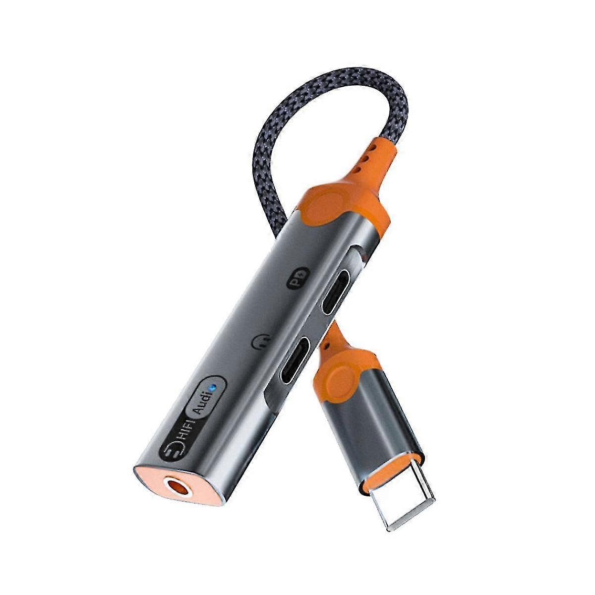 3 In 1 Headphone Jack Adapter Pd60w Fast Charging Splitter Type C To 3.5mm Dac Audio Dual Type C Ea