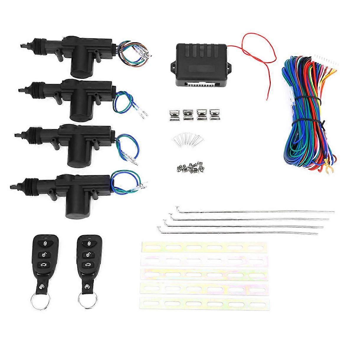 Kit de travamento de porta de carro com controle remoto e sistema de entrada sem chave com atuador de trava de 4 portas universal 12 V