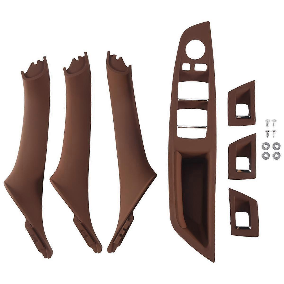 RHD Car Interior Door Handle Inner Door Panel Pull Trim Cover for - 5 Serie F10 F11 520 525 Red-Brown RHD