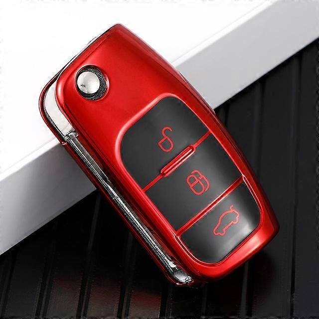 For Ford Focus 2 MK2 Fiesta Mondeo Galaxy Falcon Territory Ecosport  Car TPU Folding Key Cover Bag Shell Case Keychain Protector