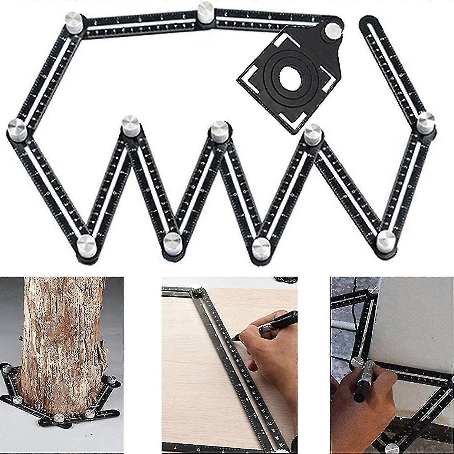 Multi Angle Measuring Ruler Tiler Multi Tool Black Angle Template Tool Aluminum Alloy Angle Template, Sidestile Tools, Suitable For