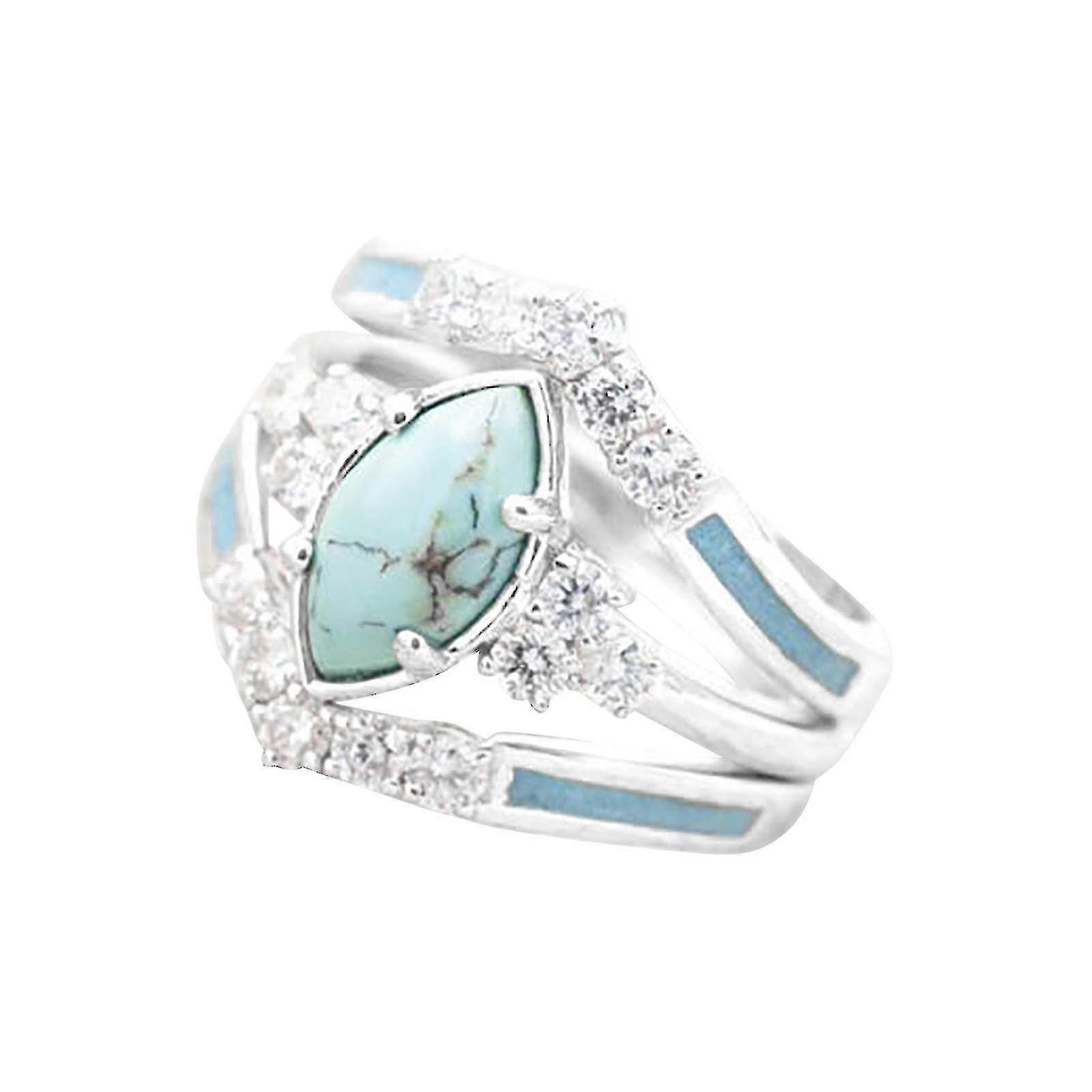 Silver-colored Natural Turquoise Diamond Ring  Gifts