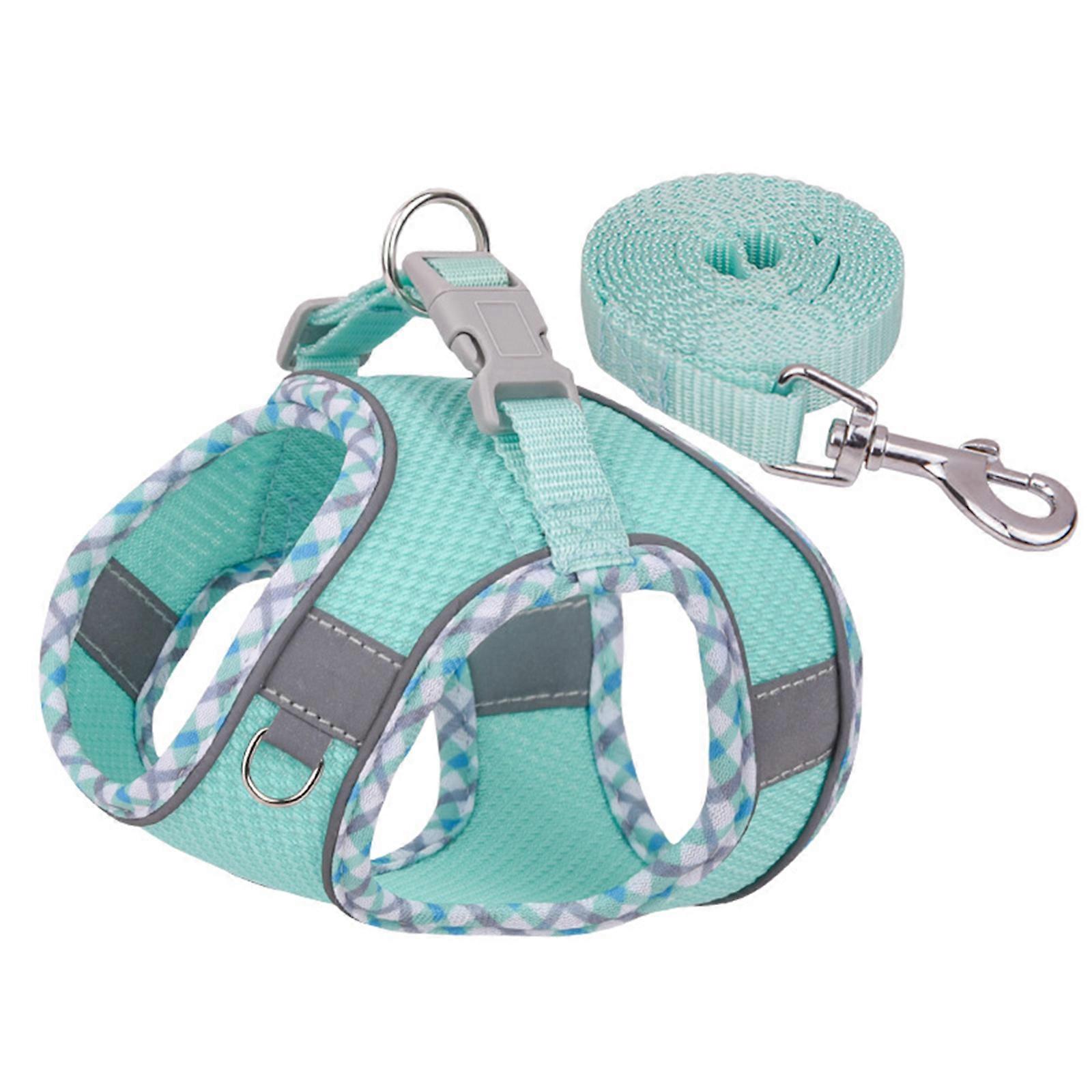 Soft Mesh Dog Harness and Leash Set, No-Chock Step-in Reflective Breathable Lightweight Easy Walk Escape Proof Vest Harnesses with Safety Buckle f