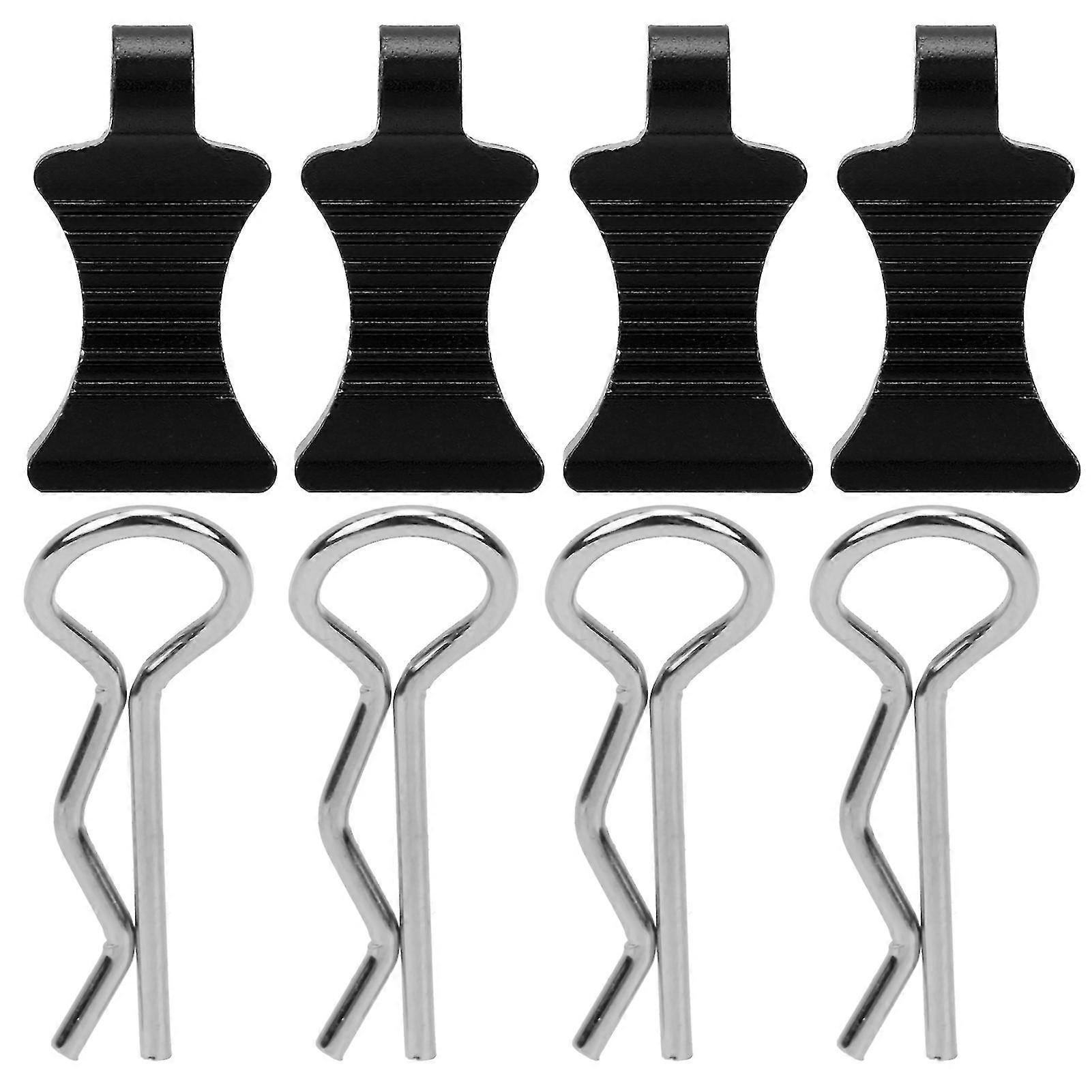 4pcs R-Type Aluminium Alloy Car Body Shell Clips Pin with Fixing Bracket compatible with 110 RC Car (Black)